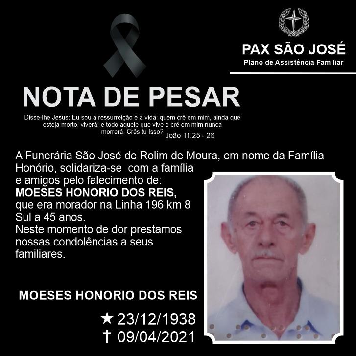 Nota De Falecimento Moeses Honorio Dos Reis Alerta Rolim