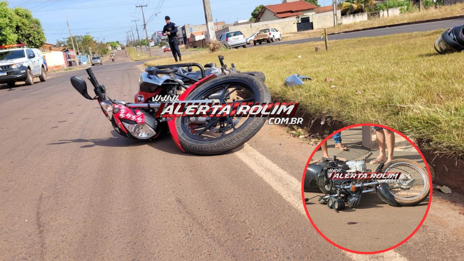 Condutores foram socorridos após colisão entre motos nesta manhã em