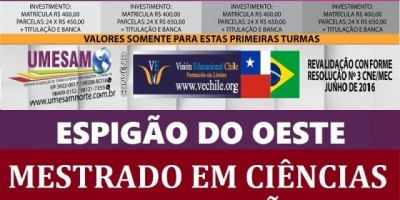 Não percam, vem aí... Turma de Mestrado em Espigão do Oeste. Inscrições já estão abertas!