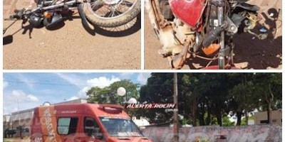Homem fratura braço após colisão entre duas motos, em Rolim de Moura 