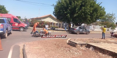 No terceiro acidente do dia, motociclista foi socorrido após colisão com carro, em Rolim de Moura