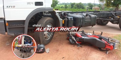 Grave acidente de trânsito deixou condutor de moto com fratura nas duas pernas, em Rolim de Moura